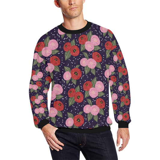 Camellia Pattern Print Design CM02 Men Long Sleeve Sweatshirt