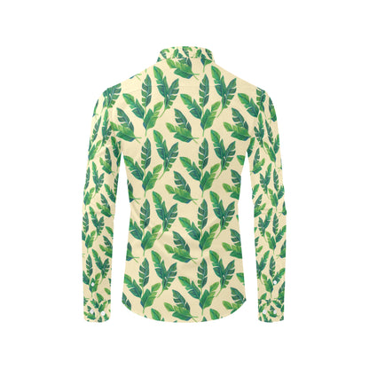 Banana Leaf Pattern Print Design 01 Men's Long Sleeve Shirt