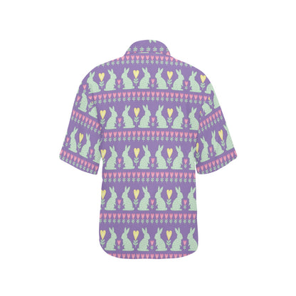 Rabbit Pattern Print Design RB01 Women's Hawaiian Shirt