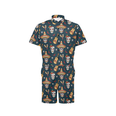 sugar skull Mexican Men's Romper