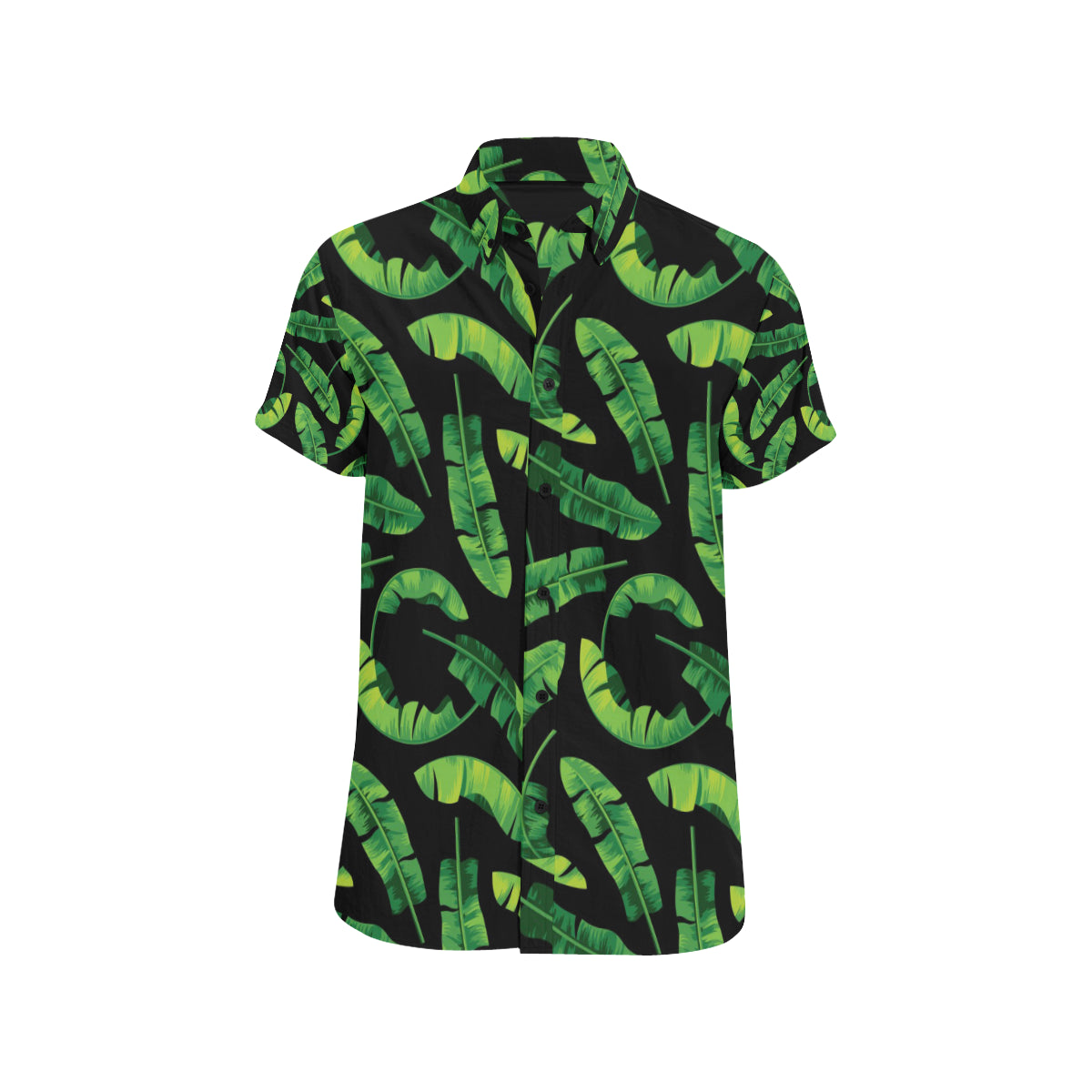 Banana Leaf Pattern Print Design BL02 Men's Short Sleeve Button Up Shirt