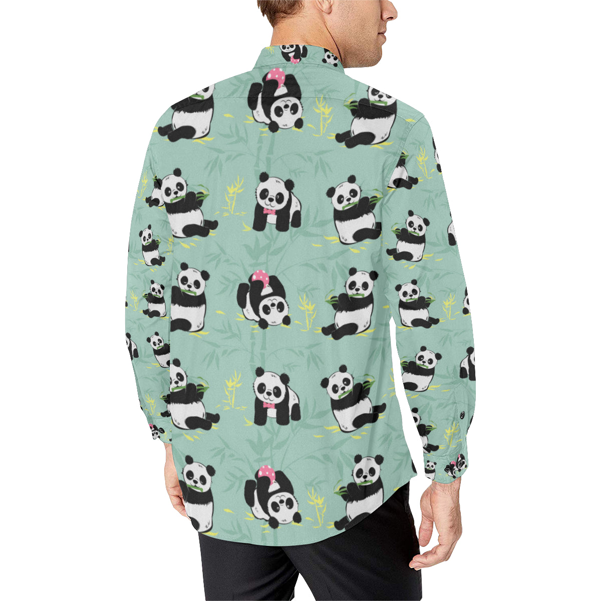 Panda Pattern Print Design A05 Men's Long Sleeve Shirt