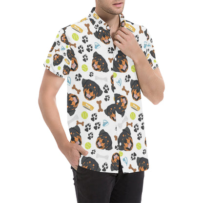 Rottweiler Pattern Print Design A04 Men's Short Sleeve Button Up Shirt