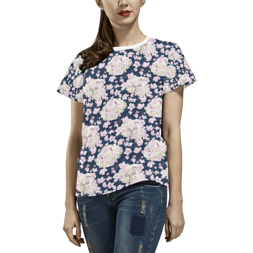 Sakura Print Design LKS305 Women's  T-shirt