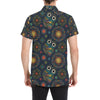 Owl Boho Style Pattern Print Design A04 Men's Short Sleeve Button Up Shirt