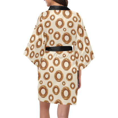 Bagel Pattern Print Design 01 Women's Short Kimono
