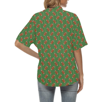 American Football on Field Themed Women's Hawaiian Shirt
