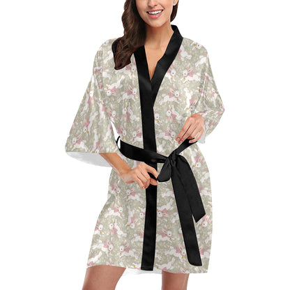 Bunny Pattern Print Design 06 Women's Short Kimono