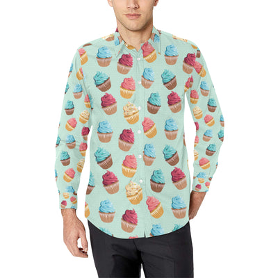 Cupcake Pattern Print Design 01 Men's Long Sleeve Shirt