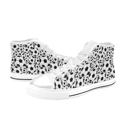 Soccer Ball Print Design LKS301 High Top Women's White Shoes