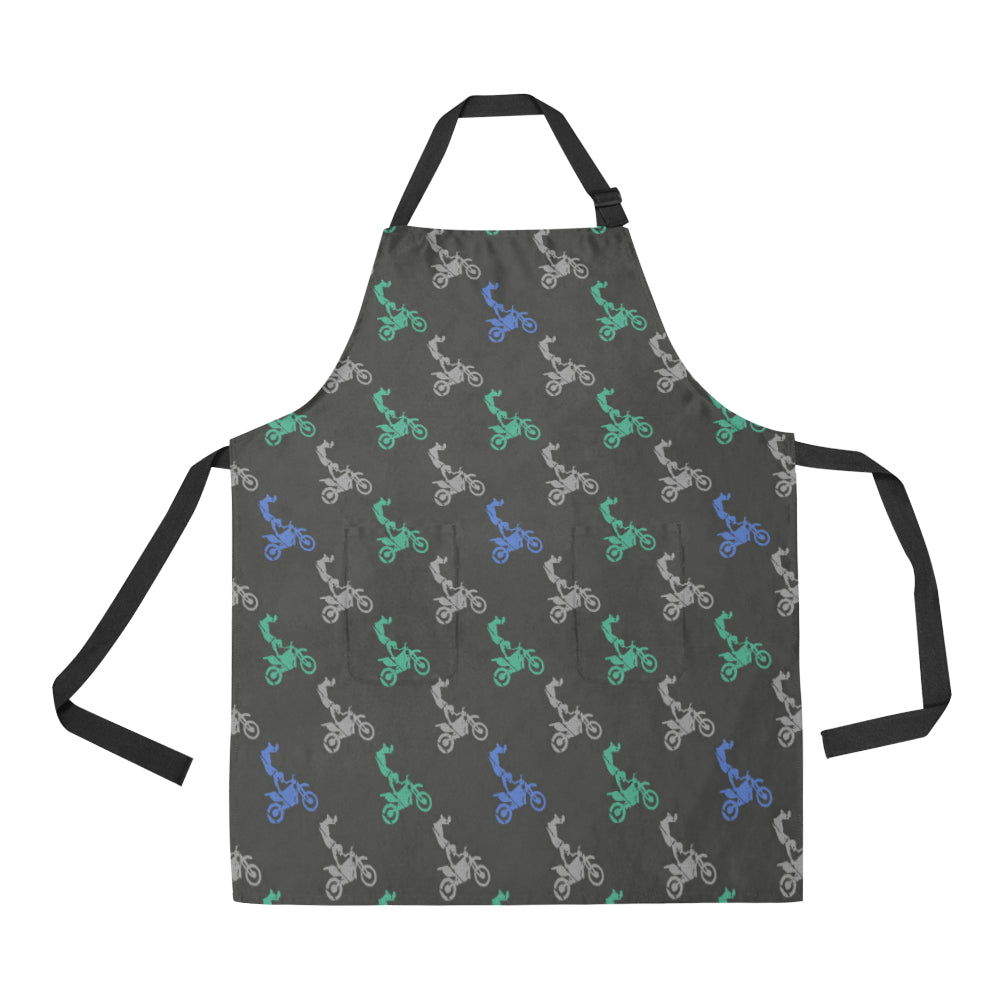 Motocross Pattern Print Design 02 Apron with Pocket