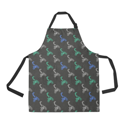 Motocross Pattern Print Design 02 Apron with Pocket