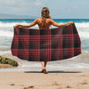 Tartan Red Black Print Design LKS303 Beach Towel 32" x 71"