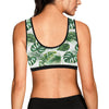 Green Pattern Tropical Palm Leaves Sports Bra