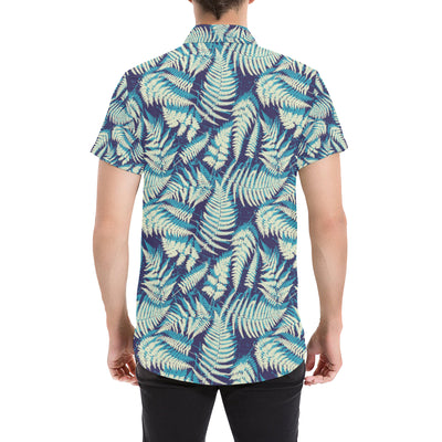 Fern Leave Summer Print Pattern Men's Short Sleeve Button Up Shirt