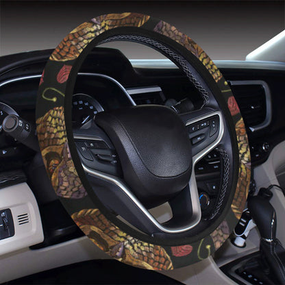 Owl Pattern Print Design A08 Steering Wheel Cover with Elastic Edge