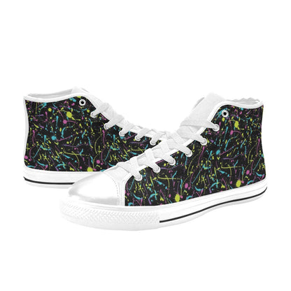Splatter Multicolor Print Design LKS302 High Top Women's White Shoes