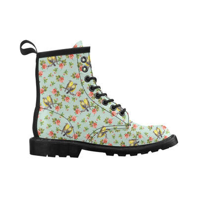 Bird with Red Flower Print Pattern Women's Boots