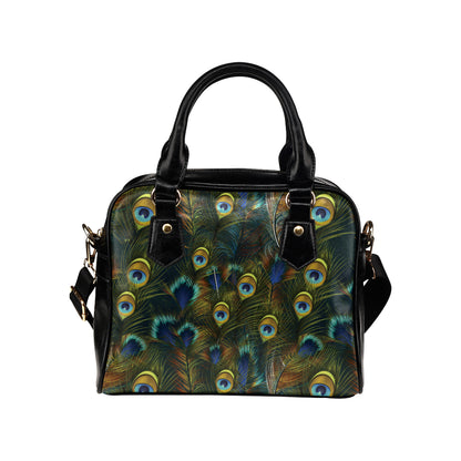 Peacock Feather Pattern Print Design A03 Shoulder Handbag