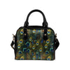 Peacock Feather Pattern Print Design A03 Shoulder Handbag