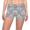 Rose White Pattern Print Design RO012 Yoga Shorts