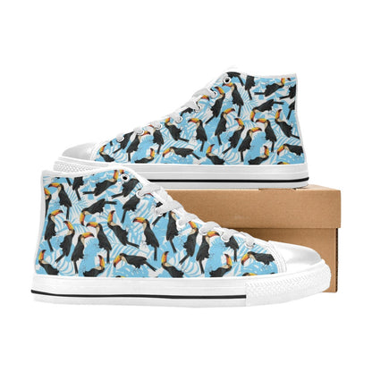 Toucan Print Design LKS303 High Top Women's White Shoes