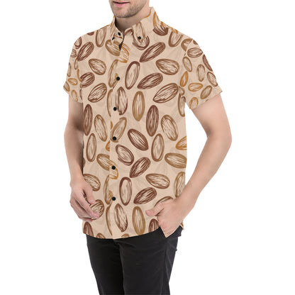Almond Pattern Print Design 02 Men's Short Sleeve Button Up Shirt