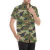 Army Camouflage Pattern Print Design 01 Men's Short Sleeve Button Up Shirt