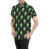 Alien Green Neon Pattern Print Design 01 Men's Short Sleeve Button Up Shirt