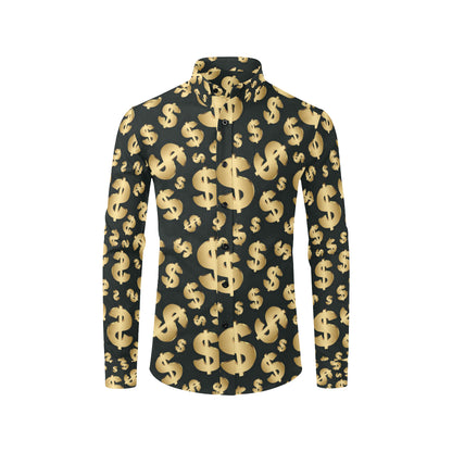 Dollar Pattern Print Design DO04 Men's Long Sleeve Shirt