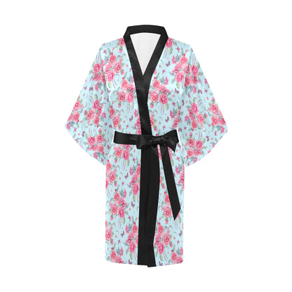 Camellia Pattern Print Design 01 Women's Short Kimono
