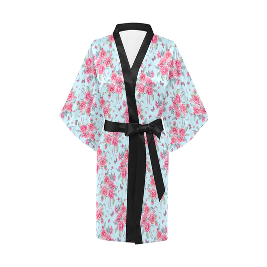 Camellia Pattern Print Design 01 Women's Short Kimono