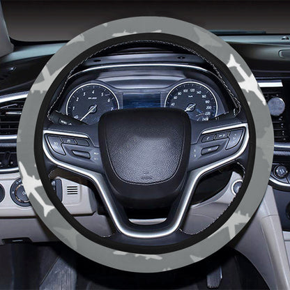 Airplane Pattern Print Design 02 Steering Wheel Cover with Elastic Edge