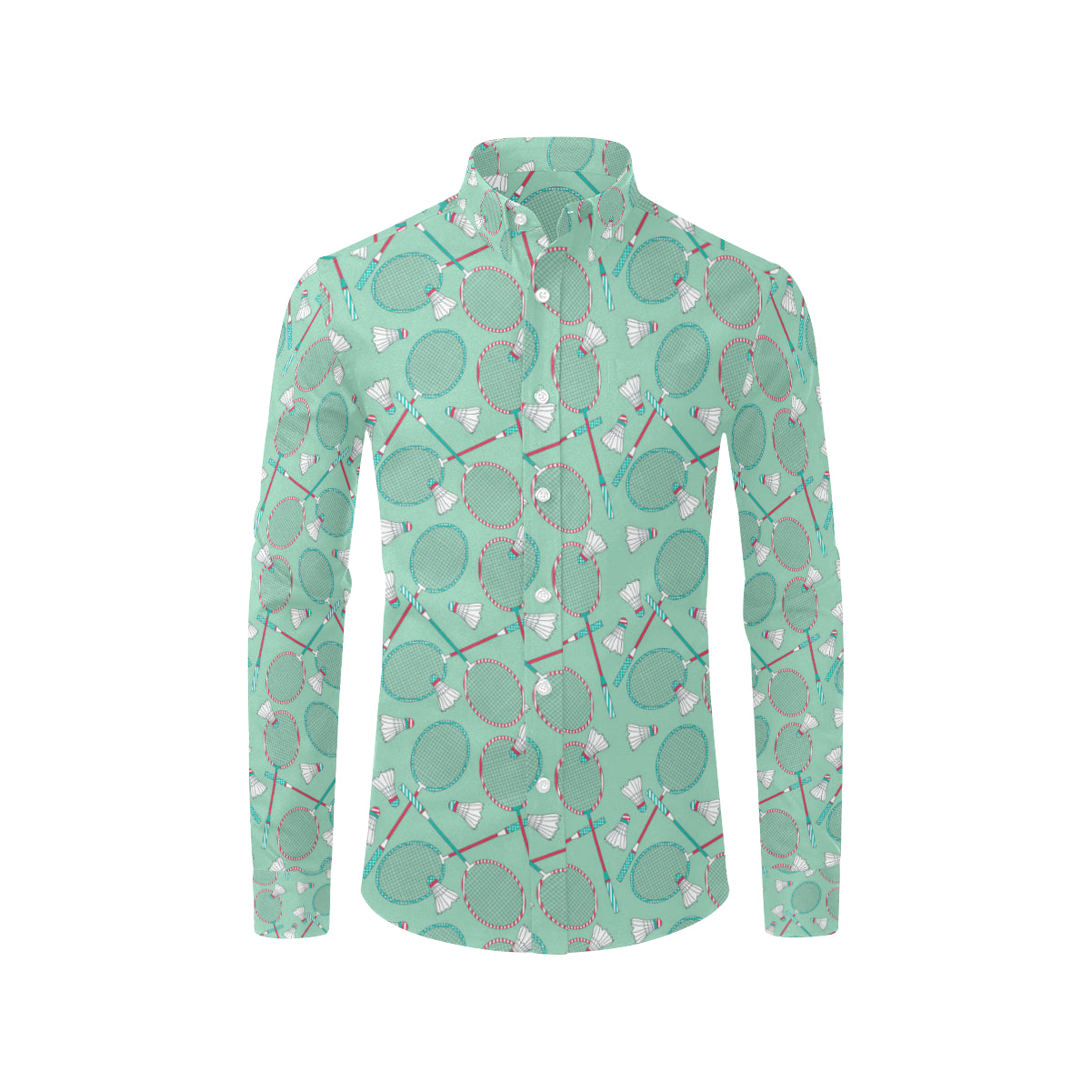 Badminton Pattern Print Design 05 Men's Long Sleeve Shirt