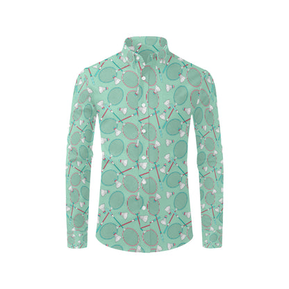 Badminton Pattern Print Design 05 Men's Long Sleeve Shirt