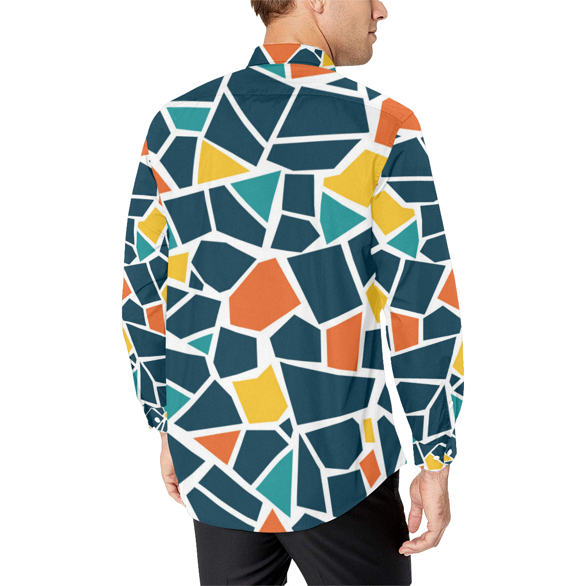 Mosaic Pattern Print Design 02 Men's Long Sleeve Shirt