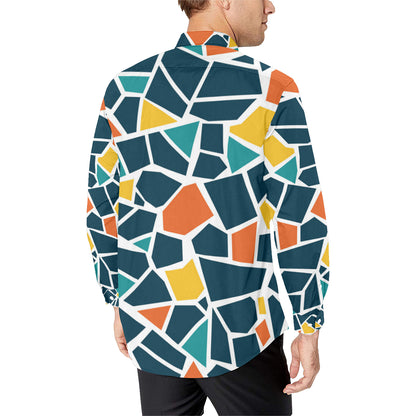 Mosaic Pattern Print Design 02 Men's Long Sleeve Shirt