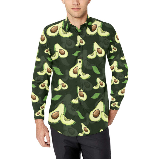 Avocado Pattern Print Design AC07 Men's Long Sleeve Shirt
