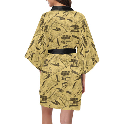 Book Pattern Print Design 02 Women's Short Kimono