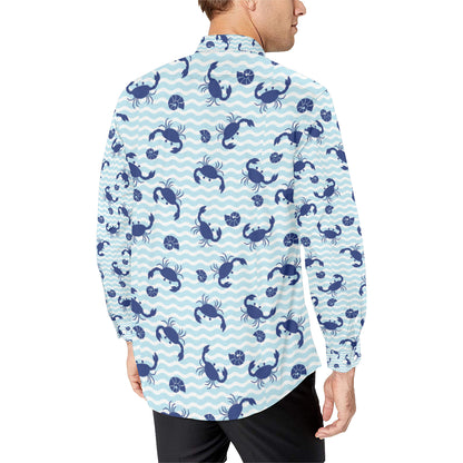 Crab Pattern Print Design 04 Men's Long Sleeve Shirt