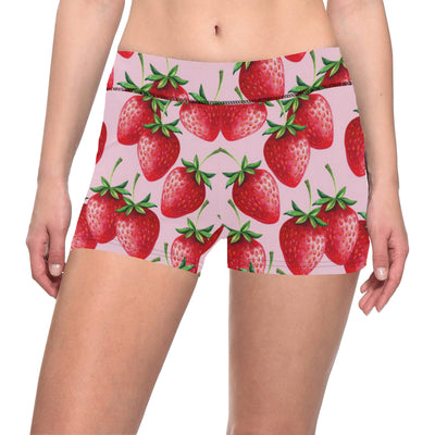 Strawberry Pattern Print Design SB03 Yoga Shorts