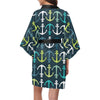 Anchor Pattern Print Design 03 Women's Short Kimono