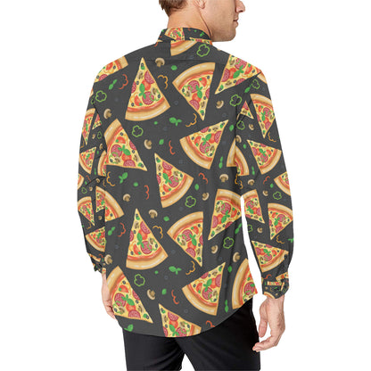 Pizza Pattern Print Design A02 Men's Long Sleeve Shirt
