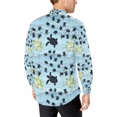 Sea Turtle Pattern Print Design T011 Men's Long Sleeve Shirt