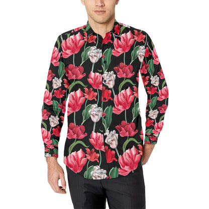 Tulip Pattern Print Design TP08 Men's Long Sleeve Shirt