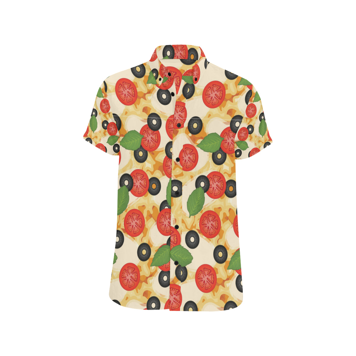 Pizza Pattern Print Design A05 Men's Short Sleeve Button Up Shirt