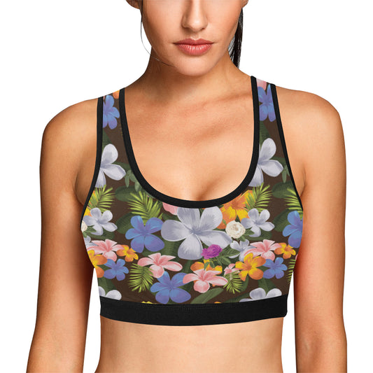 Plumeria Pattern Print Design PM03 Sports Bra