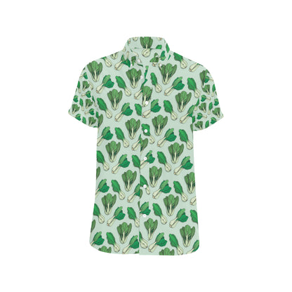 Bok Choy Pattern Print Design 01 Men's Short Sleeve Button Up Shirt