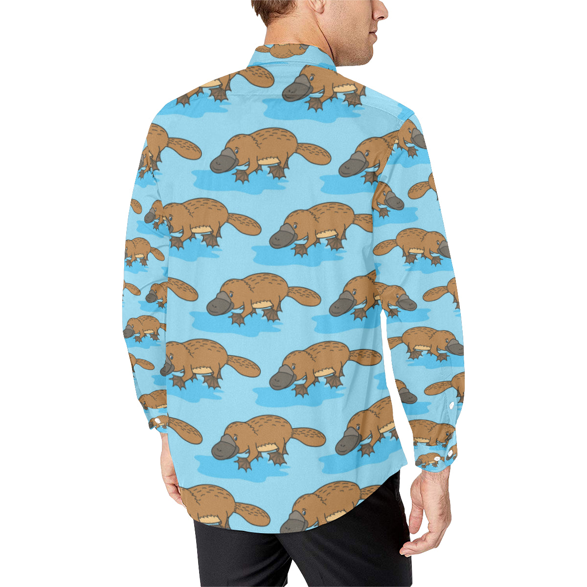 Platypus Pattern Print Design A02 Men's Long Sleeve Shirt