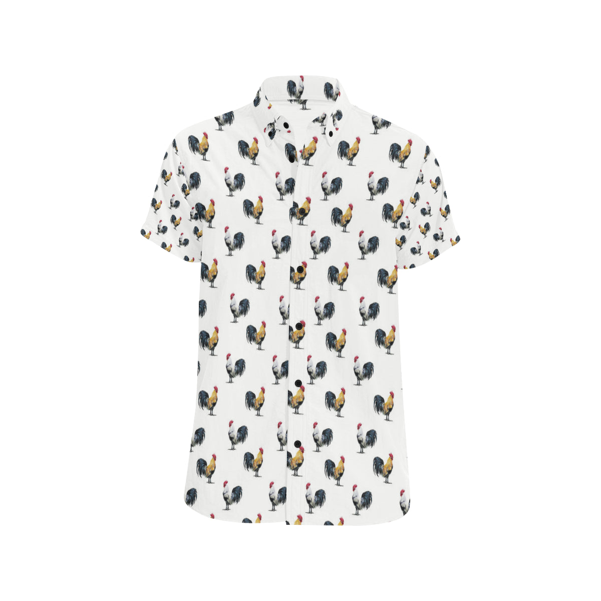 Chicken Pattern Print Design 02 Men's Short Sleeve Button Up Shirt